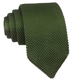 Herren Skinny Knit Krawatte Vintage Einfarbig Casual Formal Designer Krawatte 7 cm, Dunkles Olivgrün, Einheitsgröße von Kihatwin