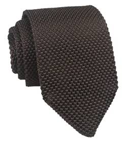 Herren Skinny Knit Krawatte Vintage Einfarbig Casual Formal Designer Krawatte 7 cm, espressobraun, Einheitsgröße von Kihatwin