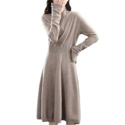 Herbst/Winter Frauen Kleider Wolle Stricken Pullover V-Ausschnitt Langarm Strickpullover Kleid, 1, Small von Kiioouu