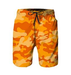 Herren Camouflage T-Shirt Anzug 3D Druck Straße Retro Rundhals Kurzarm Casual Zweiteiliger Trainingsanzug, Shorts-orange, 38 von Kiioouu