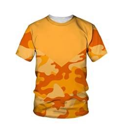 Herren Camouflage T-Shirt Anzug 3D Druck Straße Retro Rundhals Kurzarm Casual Zweiteiliger Trainingsanzug, Tees-orange, 42 von Kiioouu