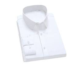 Herren Langarm Solid Kleid Hemd Bügelfrei Dehnbar Casual Standard-Fit Taschenlos Büro Klassische Hemden, weiß, XL von Kiioouu
