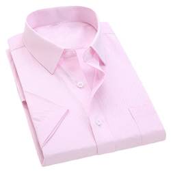 Kiioouu Herren Casual Dress Short Sleeve Shirt Men Regular Fit Shirt for Men Social Shirts, Dx8-6 Twill Pink, 6X-Groß von Kiioouu