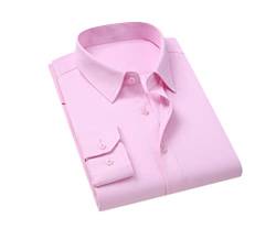 Kiioouu Herren Einfarbig Business Hemd Casual Slim Langarm Hemd Männliches Kleid Hemd, rose, XL von Kiioouu