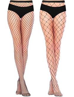 Kiiwah 2 Paar Netzstrumpfhose Damen Schwarz, Sexy Strümpfe Netzstrümpfe Hohe Taille, Fishnet Stockings Netzstrumpfhosen Fischernetz Strumpfhosen für Damen von Kiiwah