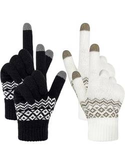 Kiiwah 2 Paar Winter Touchscreen Handschuhe Unisex, Gestrickte Warme Handschuhe, Flexible Strickhandschuhe für Damen Herren von Kiiwah