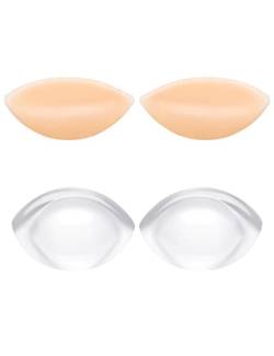 Kiiwah 2paar Silikon BH Einlagen, Bikini Einlagen Push Up BH Pads Wiederverwendbar wasserdichte BH-Einlagen in Transparente und Hautfarben für Bikini Badeanzug von Kiiwah