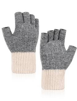 Kiiwah Fingerlose Handschuhe Winter, Unisex Halb Fingerhandschuhe Warme Fahren Arbeiten Tippen für Erwachsene Damen Herren (Grau) von Kiiwah