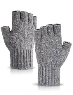 Kiiwah Fingerlose Handschuhe für Herren Und Damen, Strick Fingerhandschuhe Ohne Fingerkuppen, Weich Fleece Handschuhe Ohne Finger für Tippen, Radfahren, Fahren, Camping, Laufen von Kiiwah