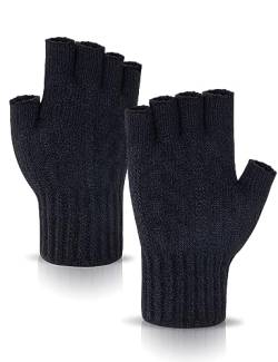 Kiiwah Fingerlose Handschuhe für Herren Und Damen, Strick Fingerhandschuhe Ohne Fingerkuppen, Weich Fleece Handschuhe Ohne Finger für Tippen, Radfahren, Fahren, Camping, Laufen von Kiiwah