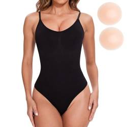 Kiiwah Shapewear Damen Bodysuit, Body Shaper Bauchweg Stark, Tanga Formender Bodysuit, Miederbody Nahtlose Formende Bodys, Shaping Body mit Verstellbare Träger von Kiiwah