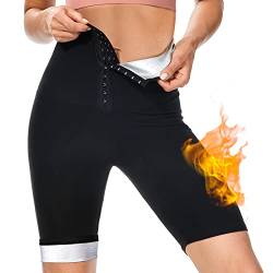 Saunahose Damen Schwitzhose zum Abnehmen Kurz Hosen Hohe Taille Sauna Shorts Hot Thermo Sweat Sporthose Verstellbare Schwitzen Jogginghose Bauchkontrolle Leggings für Frauen Damen von Kiiwah