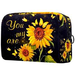 Kleine Make-up-Tasche für Geldbörse, Sonnenblume You Are My Sunshine, Reise-Kulturbeutel, Reißverschluss, Kosmetik-Organizer für Frauen und Mädchen von KikandKo