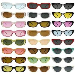 Kikuo 24Pcs Vintage Sonnenbrille Damen Cat Eye&Rechteckig, 90s Sonnenbrille Damen Retro, Retro Sonnenbrille Uv400 Damen für Outdoor-Aktivitäten, Sommer, Partys, Fahren… von Kikuo