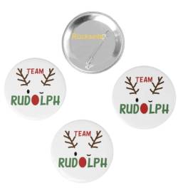 Set Buttons Team Rudolph Weihnachten 59mm Ansteck-Pin Anstecker (3-er Set) von Kilala