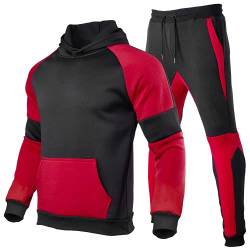 Kilborn·pataky Herren Trainingsanzüge Casual 2 Stück Hoodie Sets Athletic Sweatsuits Jogging Anzüge für Männer, schwarz / rot, Medium von Kilborn·pataky