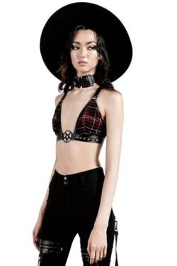 Killstar Halter-Top - Crimson Daze Blood Tartan (L) von Killstar