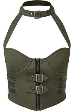 Killstar Halter Top - Night Patrol Khaki XS von Killstar