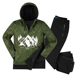 Killtec Herren leichter Skianzug - mit 10.000 mm Wassersäule - Windbreaker Hoodie Moos Grün - Funktionshose Schwarz - Größe S von Killtec