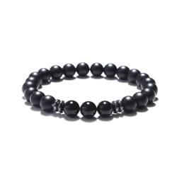 KIM JOHANSON® Damen Naturstein Armband *Chakra* mit Onyx, Jaspis & Lavastein I Perlenarmband mit echten 8mm Edelsteinen I Elastisches Kugelarmband I Handgemacht I Wasserfest I Inkl. Schmuckbeutel von Kim Johanson