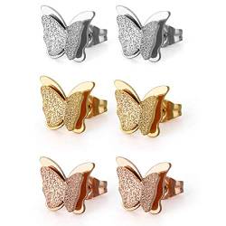 Kim Johanson Damen Ohrringe *Schmetterling* aus Edelstahl in Roségold, Silber & Gold inkl. Schmuckbeutel (3 Farben) von Kim Johanson