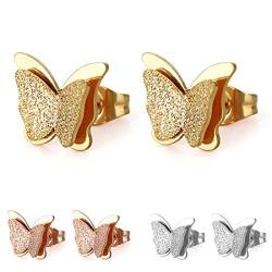 Kim Johanson Damen Ohrringe *Schmetterling* aus Edelstahl in Roségold, Silber & Gold inkl. Schmuckbeutel (Gold) von Kim Johanson