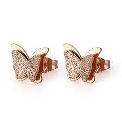 Kim Johanson Damen Ohrringe *Schmetterling* aus Edelstahl in Roségold inkl. Schmuckbeutel von Kim Johanson
