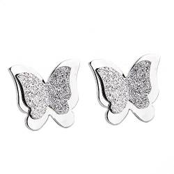 Kim Johanson Damen Ohrringe *Schmetterling* aus Edelstahl in Silber inkl. Schmuckbeutel von Kim Johanson