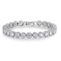 Kim Johanson Damen Tennis Armband *Emma* in Silber mit weißen Kristallen besetzt rhodiniert inkl. Schmuckbeutel von Kim Johanson