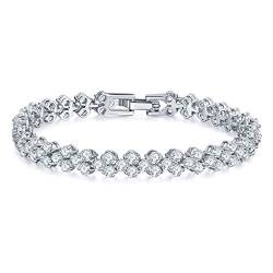 Kim Johanson Damen Tennis Armband *Vera - Premium Edition* in Silber mit weißen Kristallen besetzt rhodiniert inkl. Schmuckbeutel von Kim Johanson