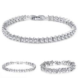 Kim Johanson Damen Tennis Armband *Verschiedene Modelle* in Silber mit weißen Kristallen besetzt rhodiniert inkl. Schmuckbeutel (Anni) von Kim Johanson