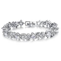 Kim Johanson Damen Tennis Armband *Wave* in Silber mit weißen Kristallen besetzt rhodiniert inkl. Schmuckbeutel von Kim Johanson