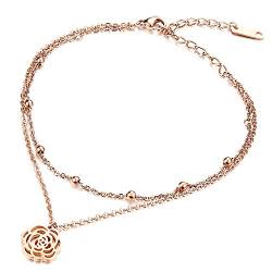 Kim Johanson Edelstahl Damen Armband *Rose* Blume in Roségold Länge: 21cm - 25cm inkl. Schmuckbeutel von Kim Johanson