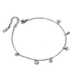 Kim Johanson Edelstahl Damen Fußkettchen *Fenja* in Silber | Fußkette mit Zirkonia Steinchen | Fußschmuck Rostfrei & Wasserfest | Fußband | Boho Schmuck für Frauen | Verstellbar inkl. Schmuckbeutel von Kim Johanson