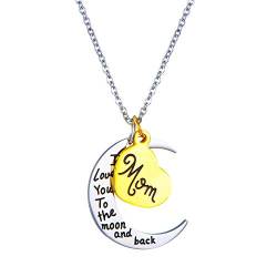 Kim Johanson Mond Halskette Silber & Gold Ich Liebe Dich bis zum Mond und zurück inkl. Geschenkverpackung (Mama) von Kim Johanson