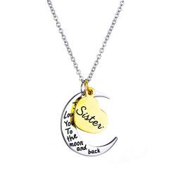 Kim Johanson Mond Halskette Silber & Gold Ich Liebe Dich bis zum Mond und zurück inkl. Geschenkverpackung (Schwester) von Kim Johanson