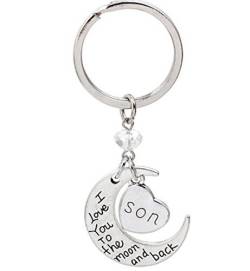 Kim Johanson Mond Schlüsselanhänger Silber "Ich liebe dich bis zum Mond und zurück" inkl. Geschenkverpackung (Sohn) von Kim Johanson