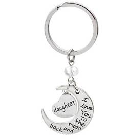 Kim Johanson Mond Schlüsselanhänger Silber "Ich liebe dich bis zum Mond und zurück" inkl. Geschenkverpackung (Tochter) von Kim Johanson