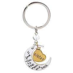 Kim Johanson Mond Schlüsselanhänger Silber & Gold "Ich liebe dich bis zum Mond und zurück" inkl. Geschenkverpackung (Schwester) von Kim Johanson