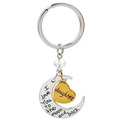 Kim Johanson Mond Schlüsselanhänger Silber & Gold "Ich liebe dich bis zum Mond und zurück" inkl. Geschenkverpackung (Tochter) von Kim Johanson