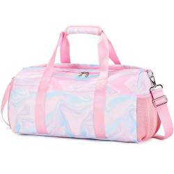 Mädchen Sporttasche Reise Duffel Mädchen Reisetasche Kinder Tanztasche Reisetasche Trainingstasche Damen Sporttasche für Gymnastik Schwimm,Mädchen Reisetasche mit Wasserdichter Tasche und Schuhfach von Kimwadalh