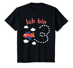 Kinder Kinder Geburtstag 3 Jahre 3 Jährige Flugzeug Geburtstag T-Shirt von Kinder Geburtstag Geschenk für Mädchen und Jungen