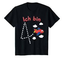 Kinder Kinder Geburtstag 4 Jahre 4 Jährige Flugzeug Geburtstag T-Shirt von Kinder Geburtstag Geschenk für Mädchen und Jungen