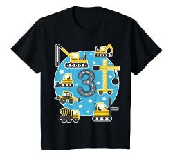 Kinder Kinder Geburtstagsshirt 3 Jahre Junge Baustelle T-Shirt von Kinder Geburtstag Geschenk für Mädchen und Jungen