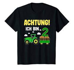 Kinder 2. Geburtstag Achtung Ich bin schon 2 Jahre Traktor Trecker T-Shirt von Kinder Geburtstags Design Geschenkideen