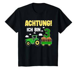 Kinder 3. Geburtstag Achtung Ich bin schon 3 Jahre Traktor Trecker T-Shirt von Kinder Geburtstags Design Geschenkideen