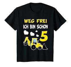 Kinder 5. Geburtstag Weg Frei Ich bin schon 5 Jahre Radlader Bagger T-Shirt von Kinder Geburtstags Design Geschenkideen