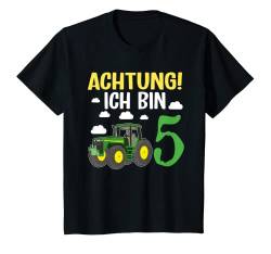 Kinder Achtung Ich Bin 5 Kinder 5 Geburtstag schon 5 Jahre Traktor T-Shirt von Kinder Geburtstags Design Geschenkideen