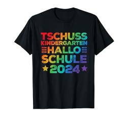 Kinder Tschüss Kindergarten Hallo Schule 2024 Lustiger Kita T-Shirt von Kinder Kita Abgänger 2024 Schulkind Einschulung