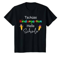 Kinder Tschüss Kindergarten Hallo Schule T-Shirt von Kindergarten Abschluss Einschulung Kita Geschenk
